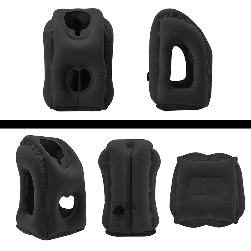 OCTOPUSPRIME وسادة سفر قابلة للنفخ من أوكتوبوس برايم لدعم النوم والرقبة والرأس بشكل مريح، تستخدم للنوم لتجنب آلام الرقبة والكتف (أسود) - Image 3