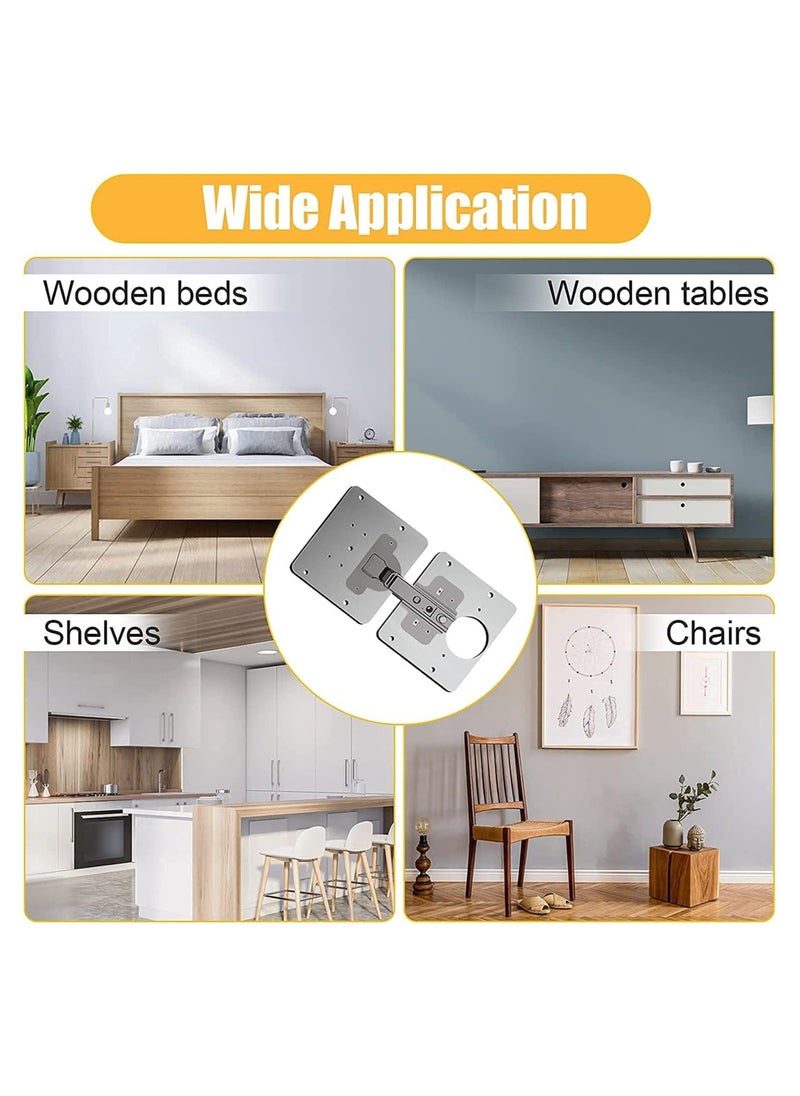 RATSAW - 2Pcs Cabinet Door Hinges Repair Plate Double Thickening Easy Installation Hinge Repair Plate Stainless Steel Repair Accessory Plate Bracket with Mounting Screws for Furniture Shelves Cabinet - Image 1