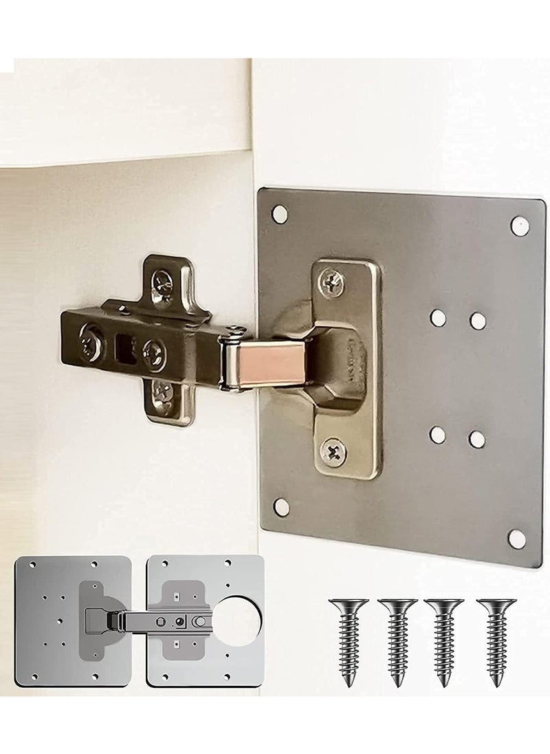RATSAW - 2Pcs Cabinet Door Hinges Repair Plate Double Thickening Easy Installation Hinge Repair Plate Stainless Steel Repair Accessory Plate Bracket with Mounting Screws for Furniture Shelves Cabinet - Image 1