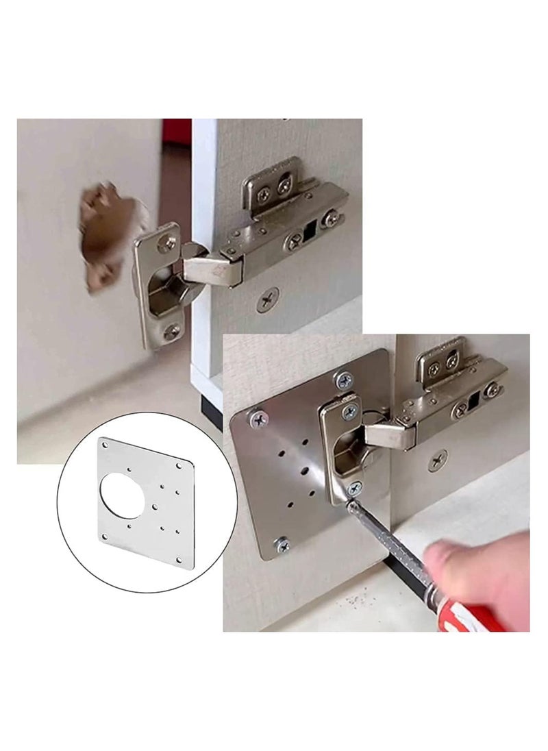 RATSAW - 2Pcs Cabinet Door Hinges Repair Plate Double Thickening Easy Installation Hinge Repair Plate Stainless Steel Repair Accessory Plate Bracket with Mounting Screws for Furniture Shelves Cabinet - Image 1