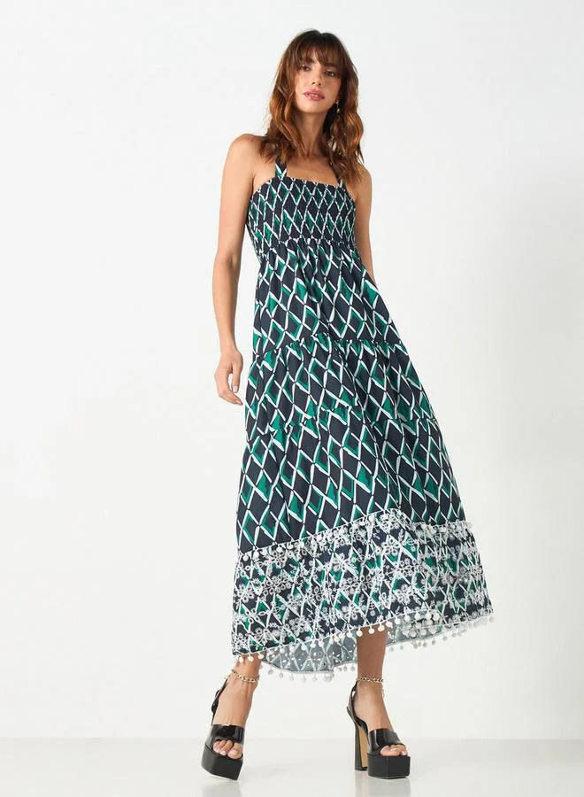 2Xtremz 2Xtremz All-Over Print Halter Dress with Shirred Detail