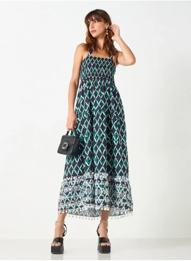 2Xtremz 2Xtremz All-Over Print Halter Dress with Shirred Detail