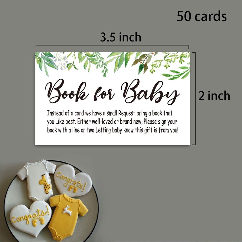 Giftideaworkshop Books for Baby Shower Request Cards50 Greenery Invitation Inserts Book Request Cards Games Baby Party Supplies - Image 3