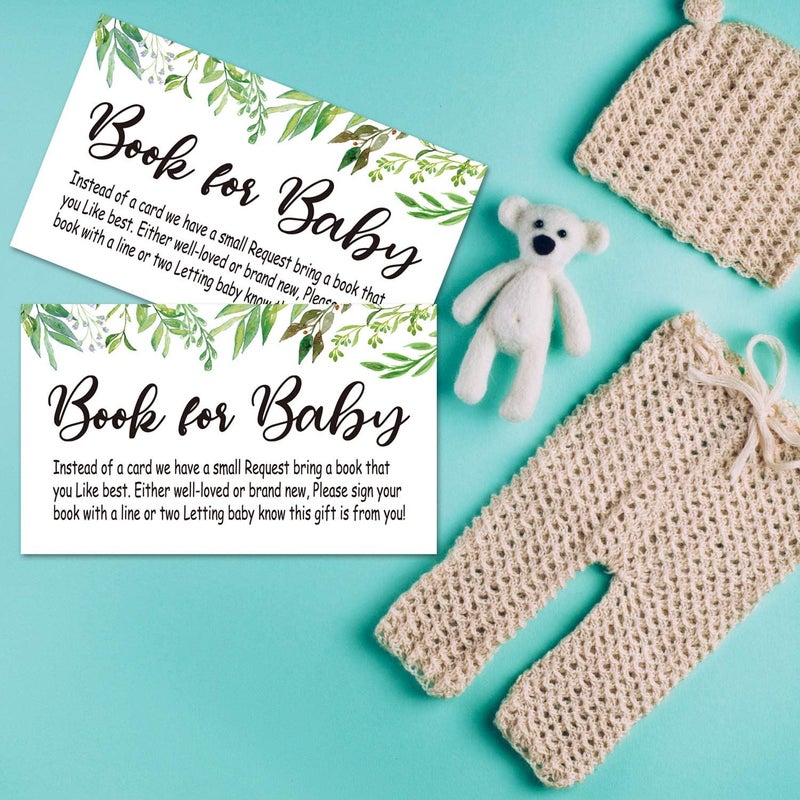 Giftideaworkshop Books for Baby Shower Request Cards50 Greenery Invitation Inserts Book Request Cards Games Baby Party Supplies - Image 5