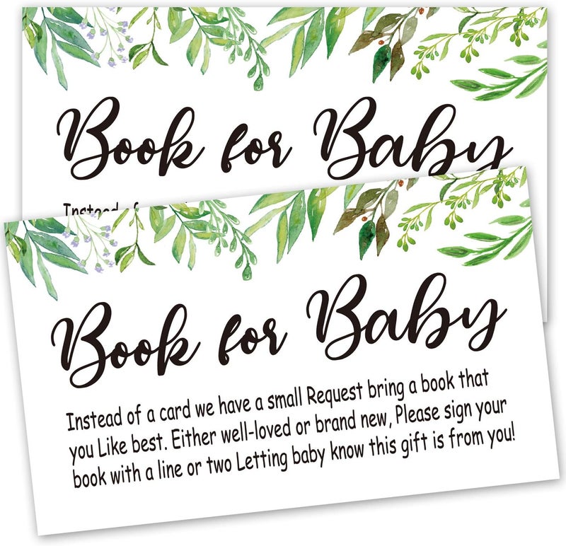 Giftideaworkshop Books for Baby Shower Request Cards50 Greenery Invitation Inserts Book Request Cards Games Baby Party Supplies - Image 1