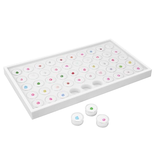 Ikee Design 50 White Foam Gem and Bead Storage Jars Showcase Stackable Display Tray Storage Box for Collectibles, Home Organization, 14.75 W x 8.25 D x 1 H in - Image 1