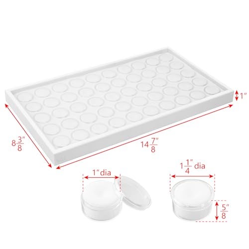 Ikee Design 50 White Foam Gem and Bead Storage Jars Showcase Stackable Display Tray Storage Box for Collectibles, Home Organization, 14.75 W x 8.25 D x 1 H in - Image 2