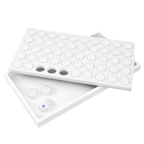 Ikee Design 50 White Foam Gem and Bead Storage Jars Showcase Stackable Display Tray Storage Box for Collectibles, Home Organization, 14.75 W x 8.25 D x 1 H in - Image 5