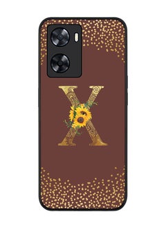 Stylizedd Rugged Black edge case for Oppo A57 4G/Oppo A77 4G/Oppo A77s Slim fit Soft Case Anti Drop TPU Gel Thin Cover - Custom Monogram Initial Letter Floral Pattern - X (Brown )  - Image 1
