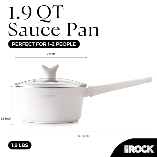 THE ROCK SOHO Ceramic Nonstick Saucepan with Lid, 1.9 Quart Non Toxic Small Pot with PPG Fusion Pro Coating–Nothing Sticks, Never Warps, Lasts Longer, Induction Compatible, PTFE, PFOA&PFAS Free, Cream - Image 2