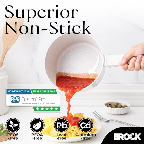 THE ROCK SOHO Ceramic Nonstick Saucepan with Lid, 1.9 Quart Non Toxic Small Pot with PPG Fusion Pro Coating–Nothing Sticks, Never Warps, Lasts Longer, Induction Compatible, PTFE, PFOA&PFAS Free, Cream - Image 4