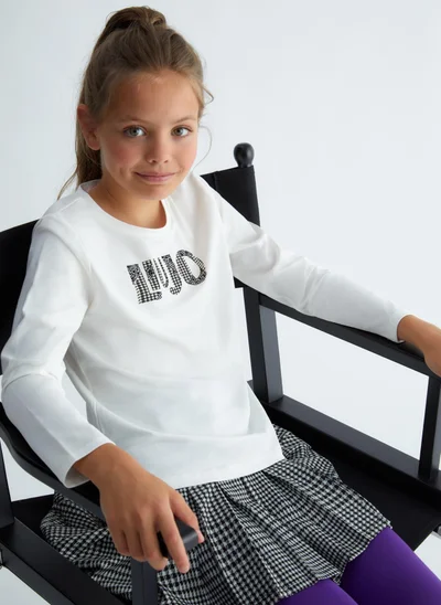 ليو جو T-shirt with houndstooth logo