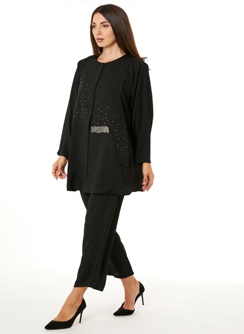 Moistreet Black Zoom Top and Pants Set - Image 1