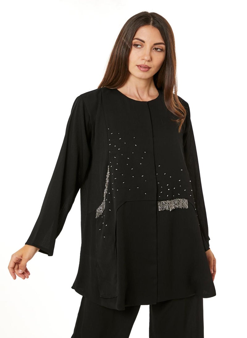 Moistreet Black Zoom Top and Pants Set - Image 2