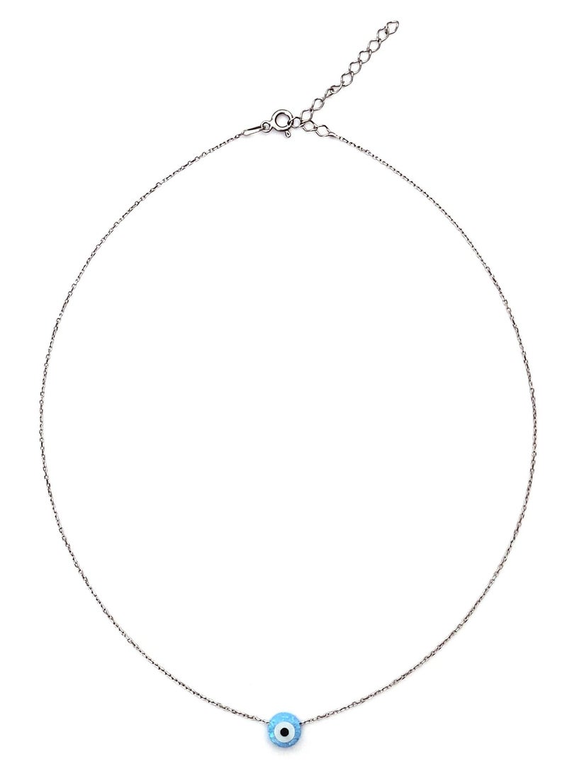 Alwan Silver Necklace with a Blue Opal Evil Eye - Image 2