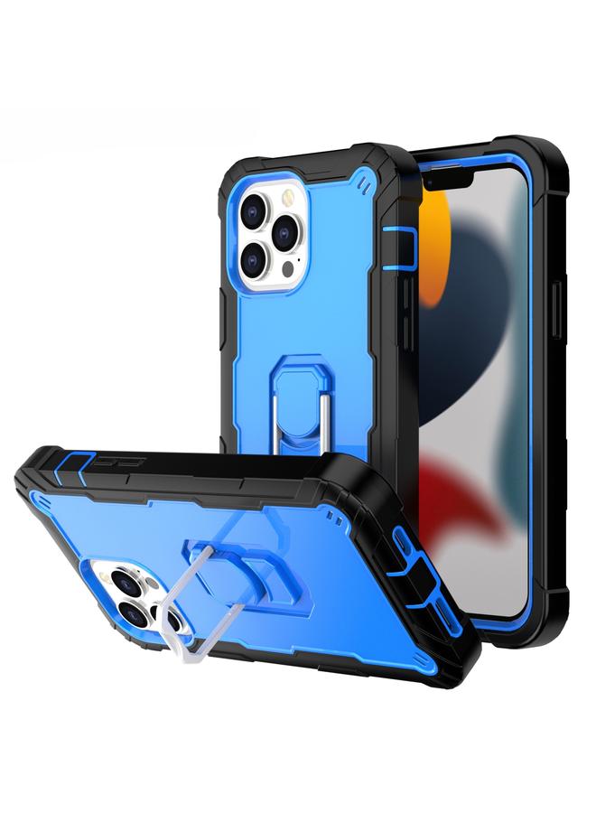 زبون جراب لهاتف iPhone 13 Pro Max مصنوع من مادة PC + جراب مطاطي مقاوم للصدمات بثلاث طبقات مع حامل دوار - Image 1