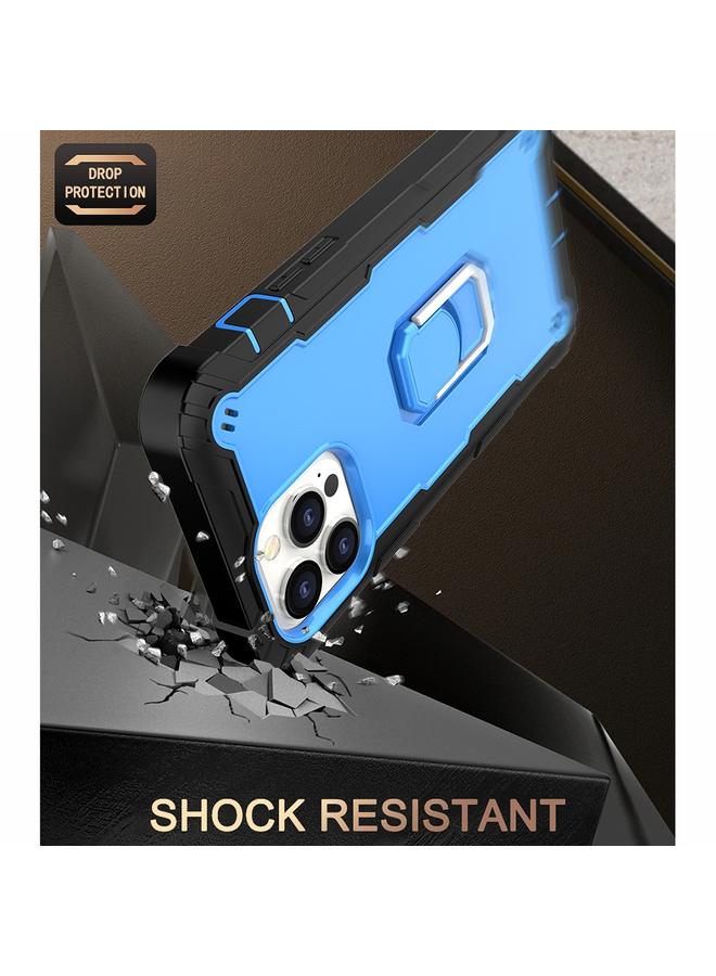 زبون جراب لهاتف iPhone 13 Pro Max مصنوع من مادة PC + جراب مطاطي مقاوم للصدمات بثلاث طبقات مع حامل دوار - Image 5