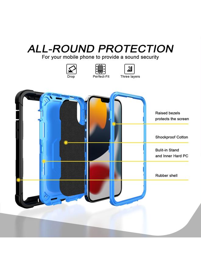 زبون جراب لهاتف iPhone 13 Pro Max مصنوع من مادة PC + جراب مطاطي مقاوم للصدمات بثلاث طبقات مع حامل دوار - Image 3