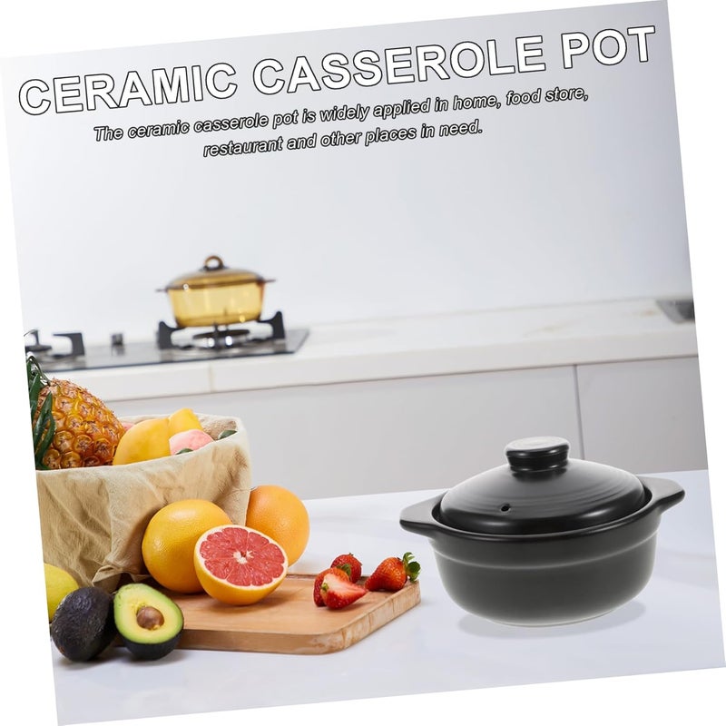 Amosfun Cooking Pot Japanese Pot Ceramic Casserole Kitchen Cookware Double Handle Non-stick Surface Safe to Use - Image 5