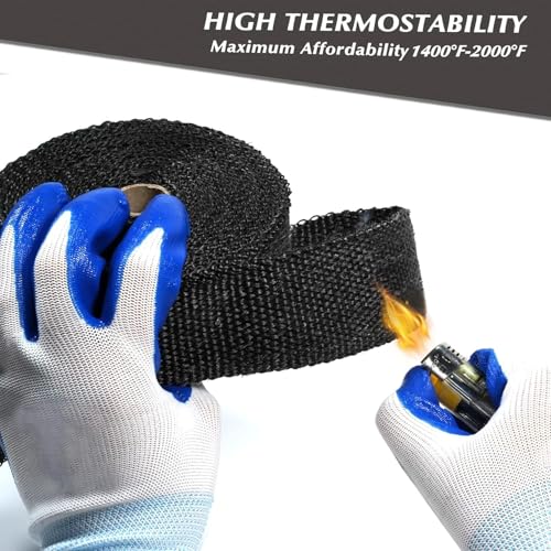 TuhooMall 2" x 50' Titanium Exhaust Heat Wrap for Motorcycle Car,Fiberglass Exhaust Header Wrap Tape with Stainless Steel Locking Ties and Duct Clamps (Black) - Image 3