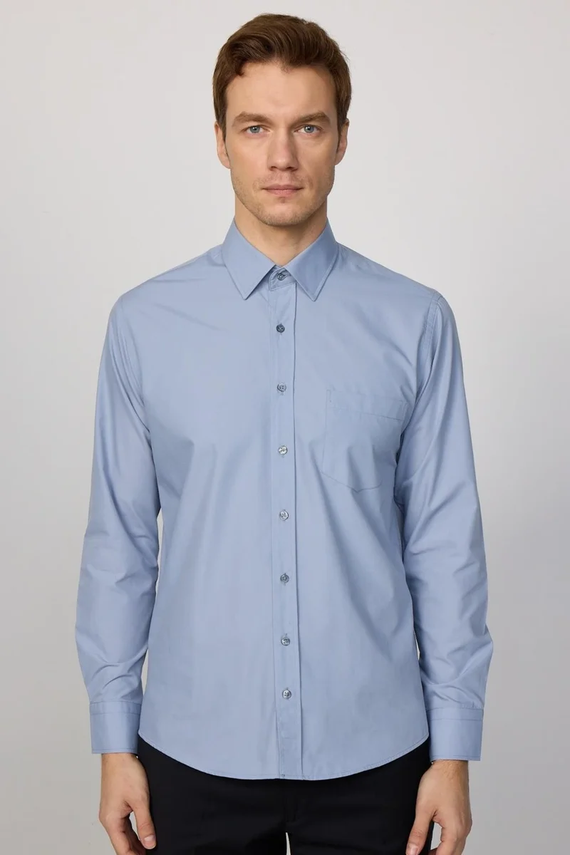 Tudors Classic Fit Cotton Easy Iron Plain Gray Men's Shirt