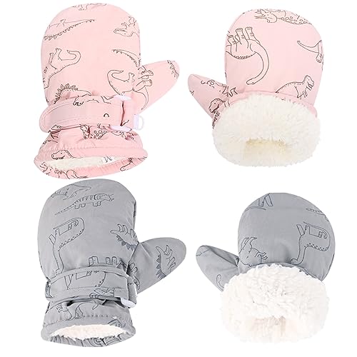 Weradau Fleece Lined Mittens for Baby Boys Girls,Baby Toddler Little Kids Winter Gloves Mittens - 2 Pair Pack 6-24 Months - Image 1
