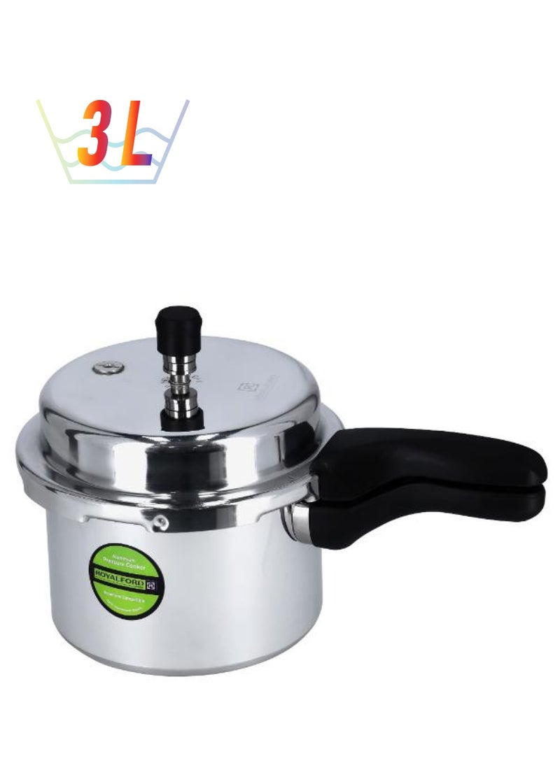 Royalford 3L Aluminium Pressure Cooker Heavy Duty Induction Compaitable Uniform Heating Convenient To Use High Quality Aluminium Silver - Image 1