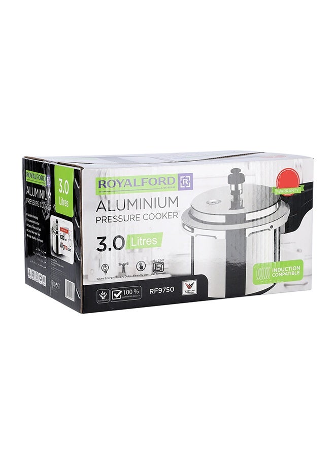 Royalford 3L Aluminium Pressure Cooker Heavy Duty Induction Compaitable Uniform Heating Convenient To Use High Quality Aluminium Silver - Image 4