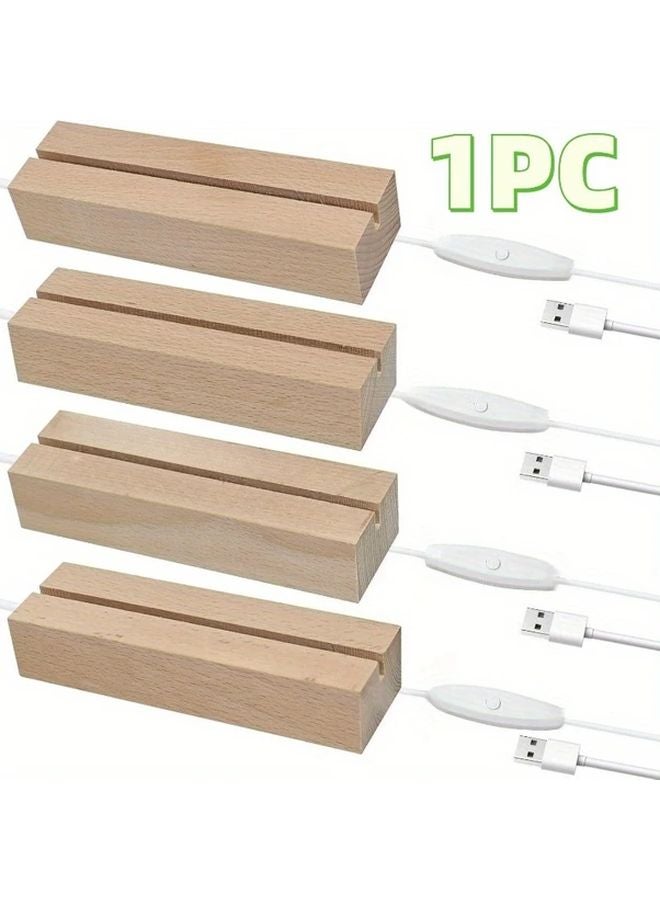 Modern Wooden LED Display Stand With White Light Inner Slot Square Base Home Decor - Image 2