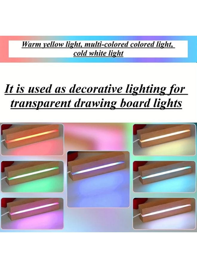 Modern Wooden LED Display Stand With White Light Inner Slot Square Base Home Decor - Image 5
