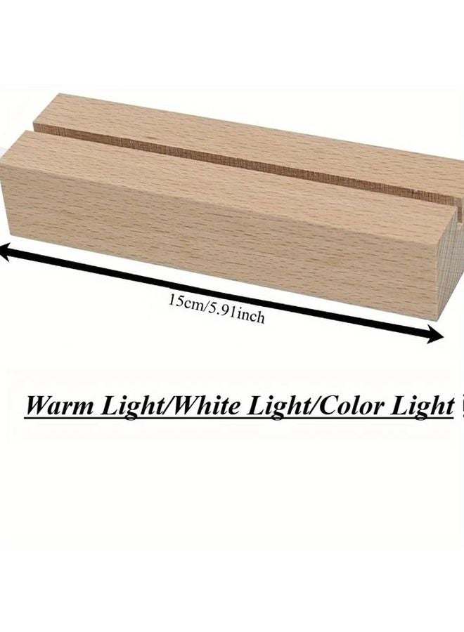 Modern Wooden LED Display Stand With White Light Inner Slot Square Base Home Decor - Image 4