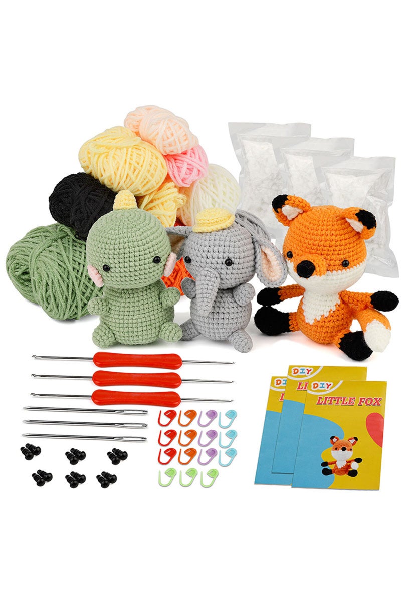 erorex type 1 KRABALL DIY Crochet Animal Kit With Hand Knitting Yarn Needles Plush Doll Easy for Starter In