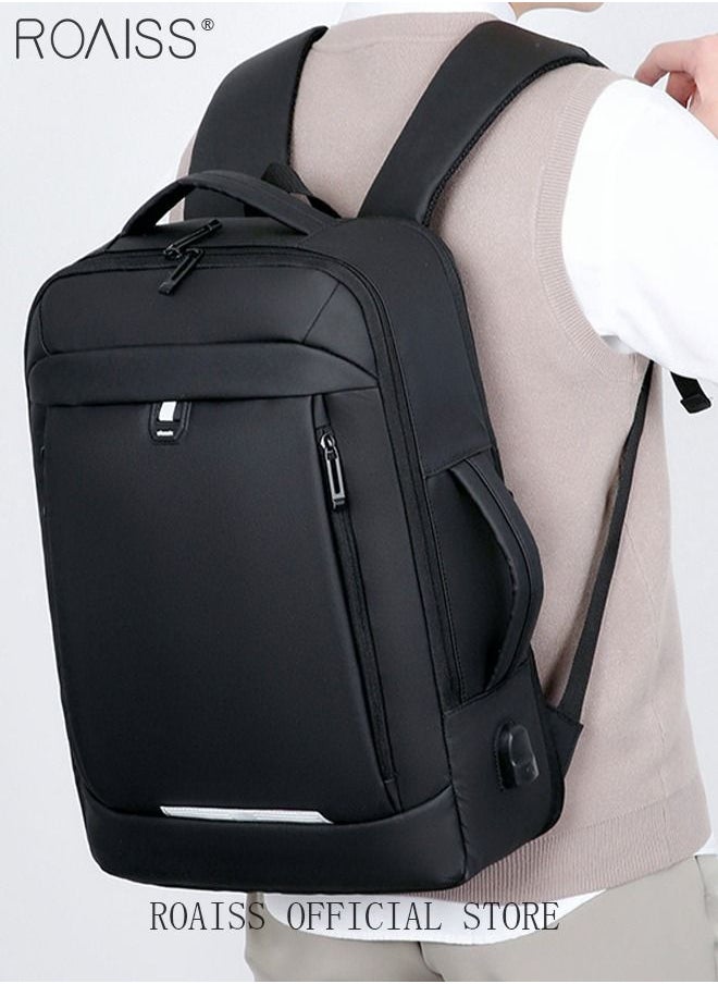 roaiss Fits 17 Inch Laptop Backpack Business Backpack 3 in 1 Scalable Capacity College Bookbag for Business Trip Work School Travel Flight with USB Port Waterproof Casual Computer Daypack for Men Black  - Image 5