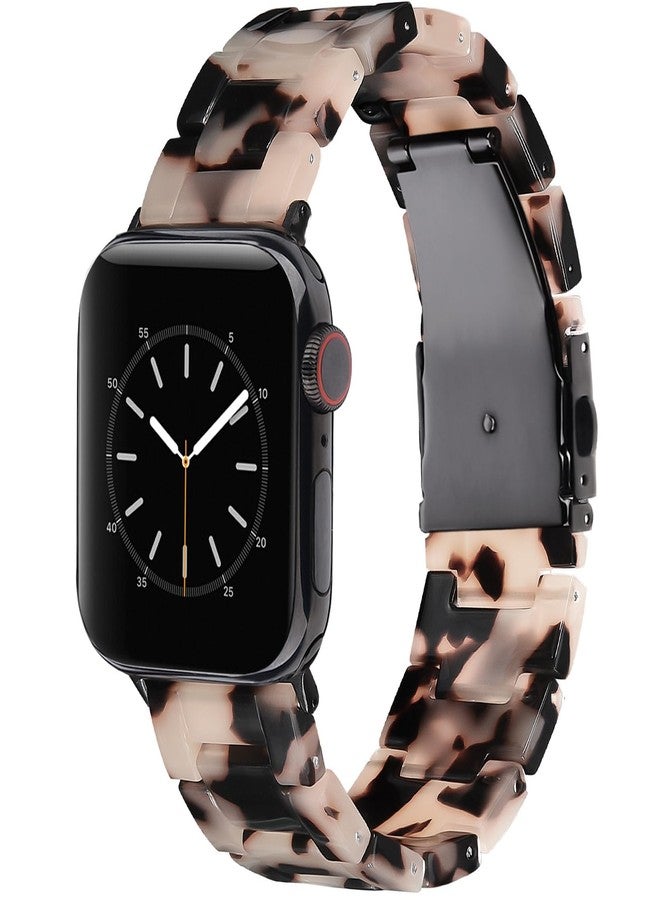 في-مورو سوار V-MORO خفيف الوزن من الراتنج متوافق مع ساعة Apple Watch Series 8/9/10/11 مقاس 45 مم/46 مم/44 مم/42 مم، حزام عصري متوافق مع iwatch Ultra مقاس 49 مم سلسلة 7/SE/6/5/4/3/2/1 (زهرة حجر السلحفاة) - Image 1