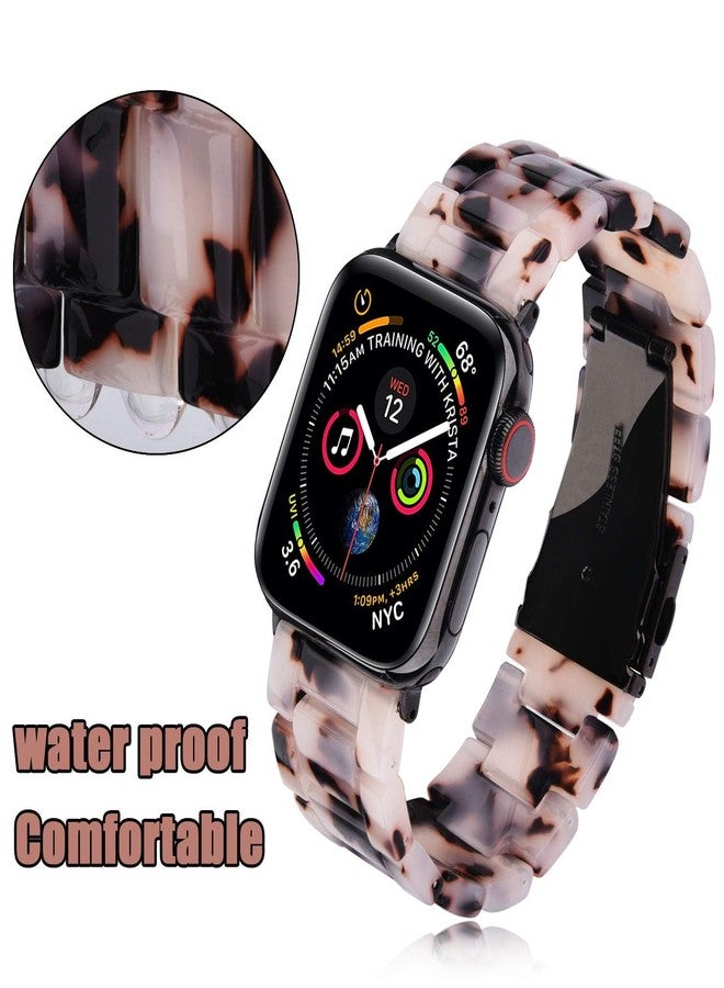في-مورو سوار V-MORO خفيف الوزن من الراتنج متوافق مع ساعة Apple Watch Series 8/9/10/11 مقاس 45 مم/46 مم/44 مم/42 مم، حزام عصري متوافق مع iwatch Ultra مقاس 49 مم سلسلة 7/SE/6/5/4/3/2/1 (زهرة حجر السلحفاة) - Image 4