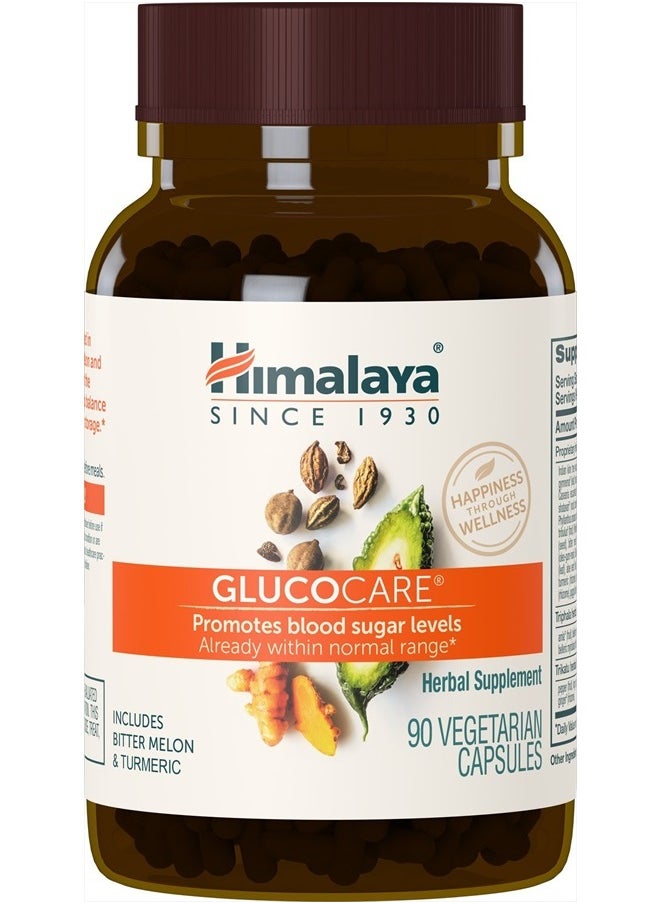 Himalaya - GlucoCare Herbal Supplement, Metabolism Support, Pancreatic Support, Triphala, Bitter Melon, Turmeric, Gluten Free, Vegan, 90 Capsules - Image 1
