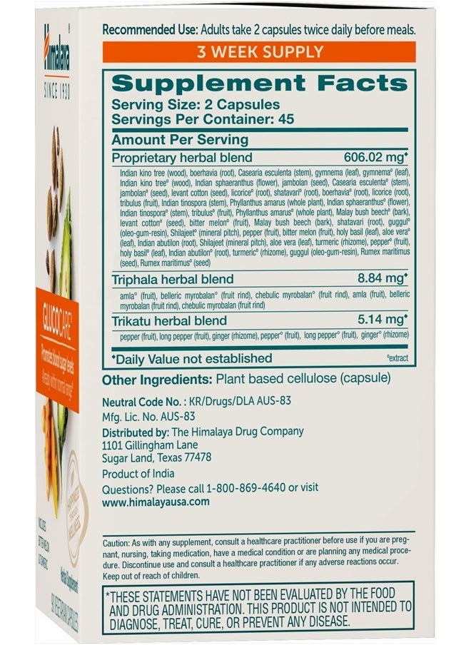Himalaya - GlucoCare Herbal Supplement, Metabolism Support, Pancreatic Support, Triphala, Bitter Melon, Turmeric, Gluten Free, Vegan, 90 Capsules - Image 1