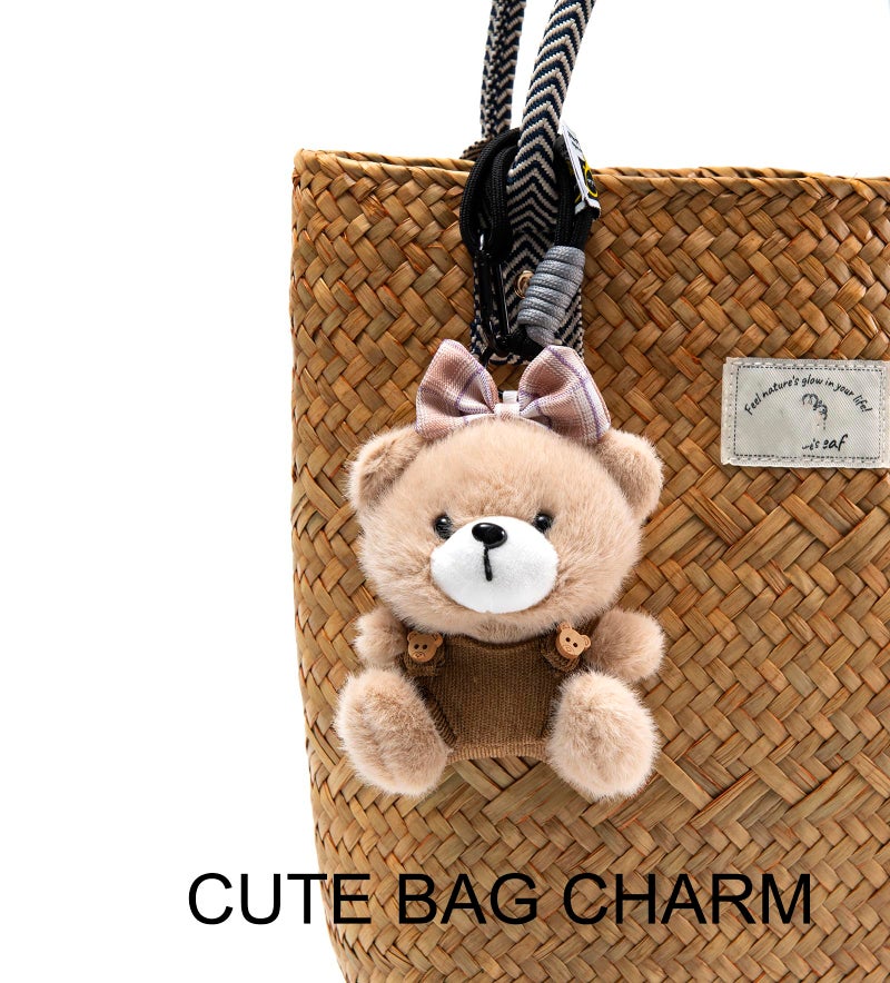 YILANFULL Bear Plush Keychain for Women, Cute Teddy Bear Plush Bag Charm Kawaii Stuffed Animal Key Chain Bag Purse Handbag Tote Backpack Charms(Brown) - Image 5