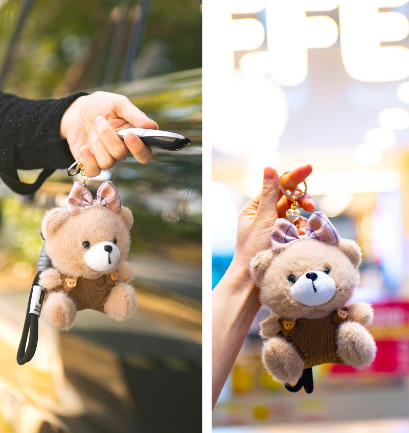 YILANFULL Bear Plush Keychain for Women, Cute Teddy Bear Plush Bag Charm Kawaii Stuffed Animal Key Chain Bag Purse Handbag Tote Backpack Charms(Brown) - Image 4
