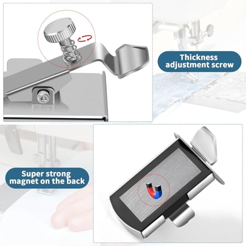 TIGARI Magnetic Seam Guide for Sewing Machine, Magnetic Sewing Guide with Clip, Multifunctional Ruler, Hemmer Guide, Seam Guide, Hem Guide for Walking Foot Sewing Machine, Sewing Supplies Accessories - Image 2
