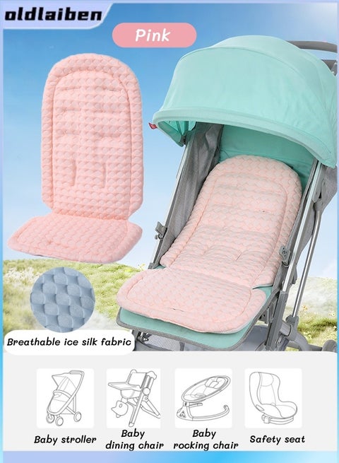 وسادة عربة أطفال، وسادة تبريد لعربة الأطفال، وسادة عربة أطفال، سجادة بطانة صيفية قابلة للتهوية، سجادة عربة أطفال ناعمة ومسامية، مناسبة لجميع أنواع عربات الأطفال حديثي الولادة، وسادة قابلة لإعادة الاستخدام وقابلة للغسل، مناسبة لعربات الأطفال، مقعد السيارة، كرسي الأطفال المرتفع (وردي)