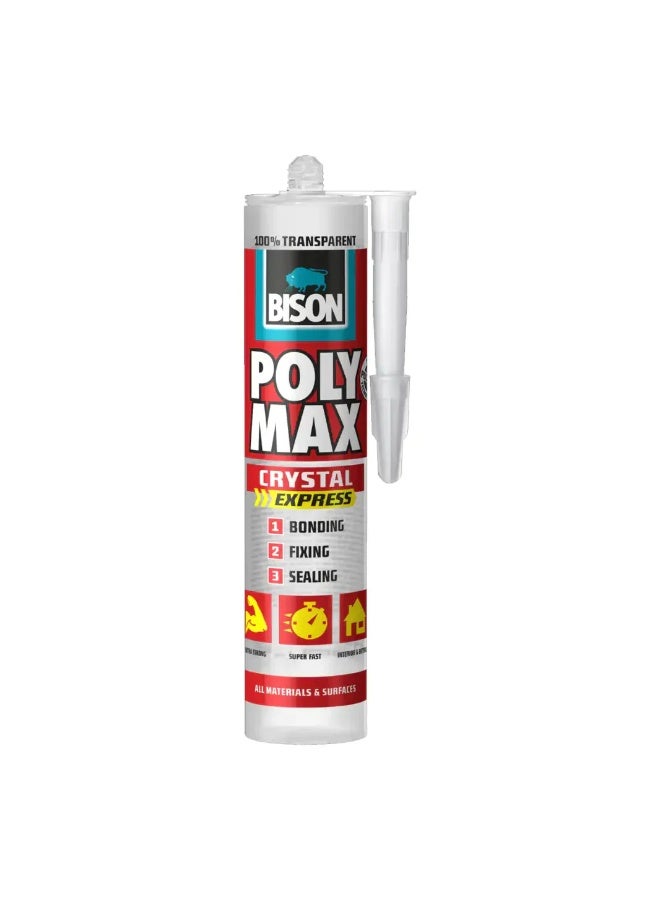 Poly Max® Crystal Express 300g Transparent Universal Adhesive & Sealant – Crystal Clear, Extra Strong, Fast Bonding SMP Technology