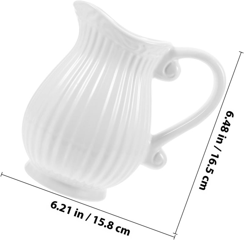Ceramic Pitcher Vase French Farmhouse Style Decorative Floral Vase for Home Table Centerpiece Vintage Porcelain Milk Jug Flower Pot - Image 2