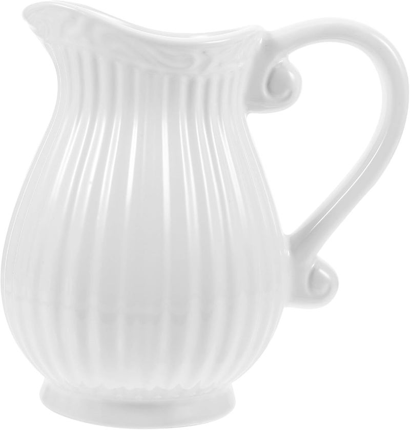 Ceramic Pitcher Vase French Farmhouse Style Decorative Floral Vase for Home Table Centerpiece Vintage Porcelain Milk Jug Flower Pot - Image 1