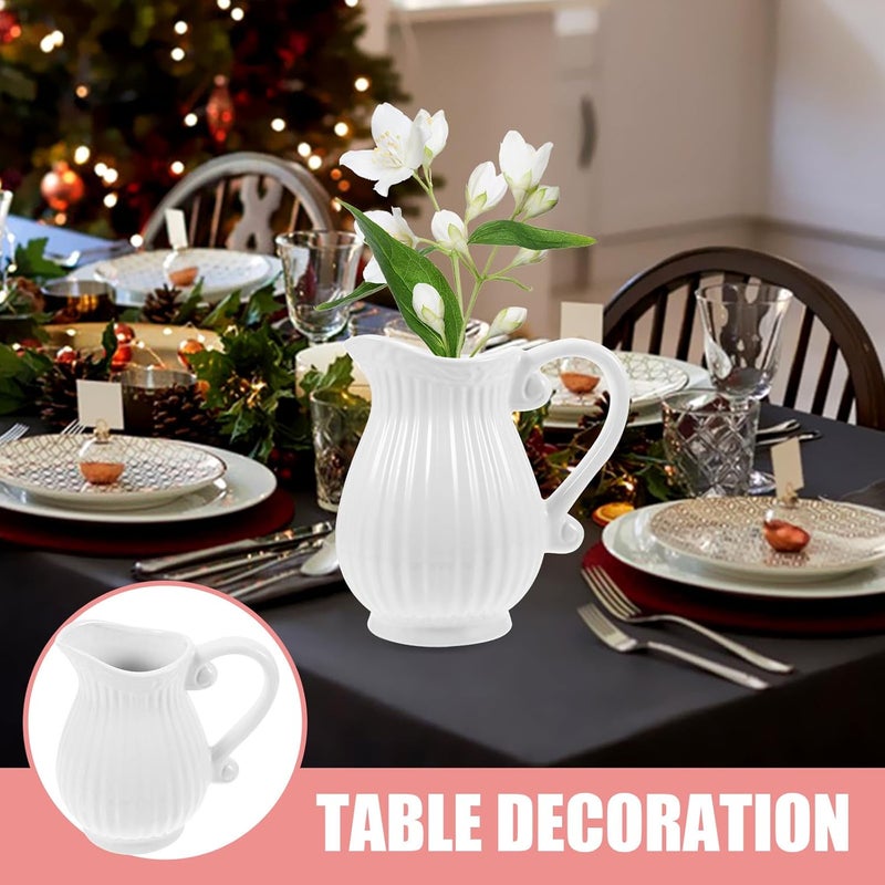 Ceramic Pitcher Vase French Farmhouse Style Decorative Floral Vase for Home Table Centerpiece Vintage Porcelain Milk Jug Flower Pot - Image 5