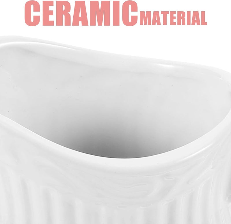 Ceramic Pitcher Vase French Farmhouse Style Decorative Floral Vase for Home Table Centerpiece Vintage Porcelain Milk Jug Flower Pot - Image 3