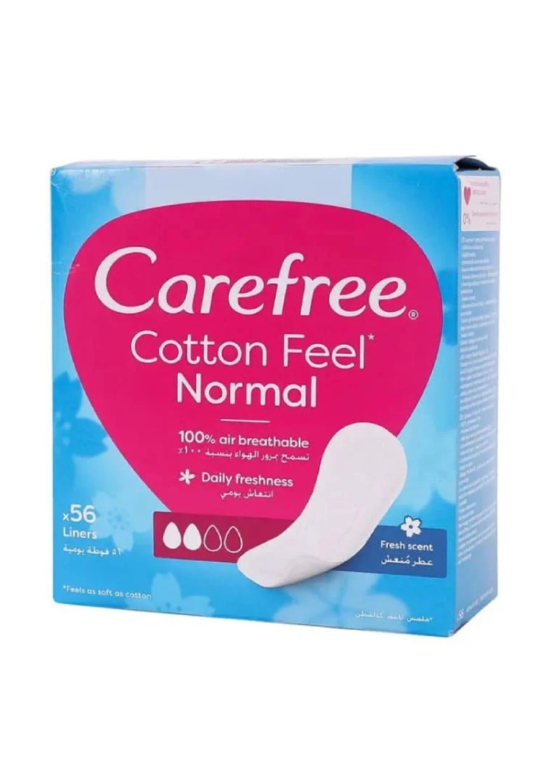 Carefree Cotton Feel Normal 56 Liners Fresh Scent