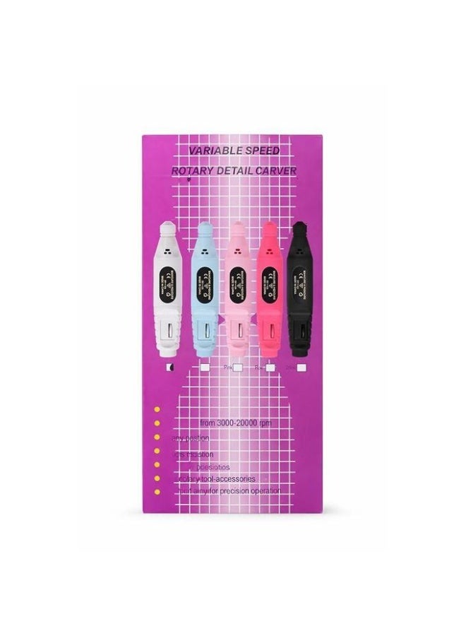 PRENDO TRADING Electric Nail Drill Machine Kit, USB Powered, Pink, 6 Bits Set for Manicure and Pedicure Nail Drill Machine 20000 RPM Professional Nail... - Image 1