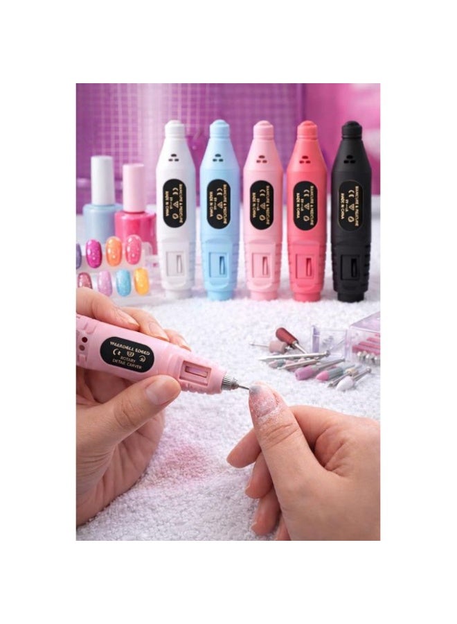 PRENDO TRADING Electric Nail Drill Machine Kit, USB Powered, Pink, 6 Bits Set for Manicure and Pedicure Nail Drill Machine 20000 RPM Professional Nail... - Image 2