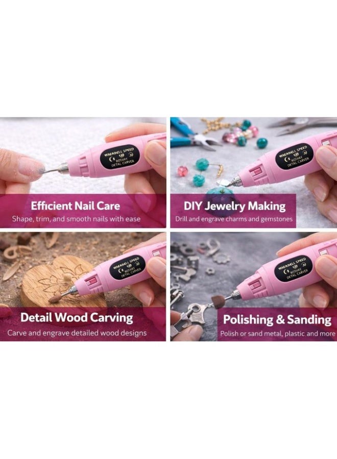 PRENDO TRADING Electric Nail Drill Machine Kit, USB Powered, Pink, 6 Bits Set for Manicure and Pedicure Nail Drill Machine 20000 RPM Professional Nail... - Image 3
